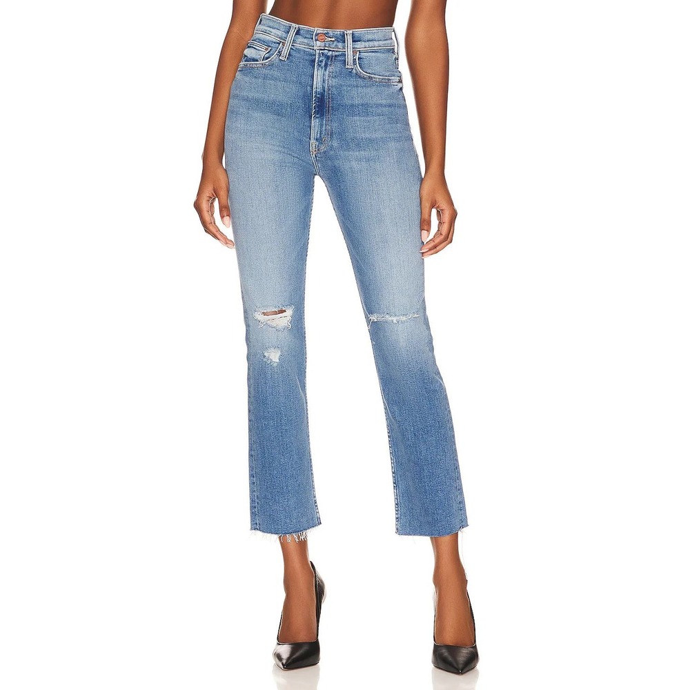 MOTHER High Waisted Rider Ankle Fray Jeans Party Like A Pirate Size 28